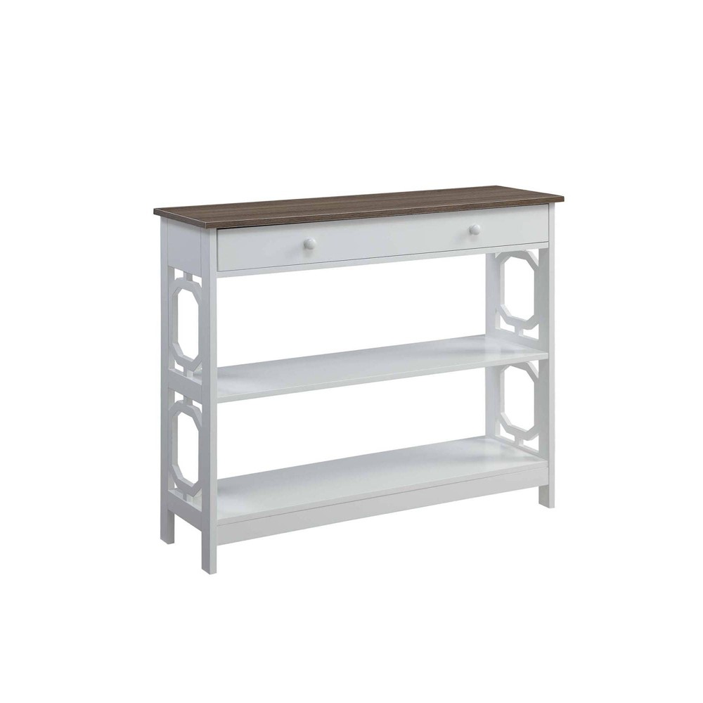 Photos - Coffee Table Omega 1 Drawer Console Table Driftwood Top/White - Breighton Home: Modern