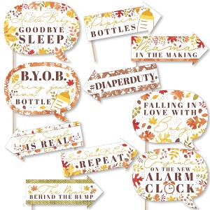 Big Dot of Happiness Funny Fall Foliage Baby - Autumn Leaves Baby Shower Photo Booth Props Kit - 10 Piece - 1 of 4