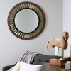 Wood Framed Sunburst Metal Mirror, Brown - 2 of 4