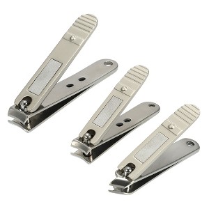 Unique Bargains Portable Stainless Steel Nail Clippers Set of 3Pcs - 1 of 4