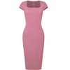 Hobemty Women's Work Square Neck Cap Sleeve Midi Sheath Pencil Dresses - 2 of 4