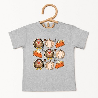 The Juniper Shop Turkey Pumpkin Pie Grid Toddler Short Sleeve Tee