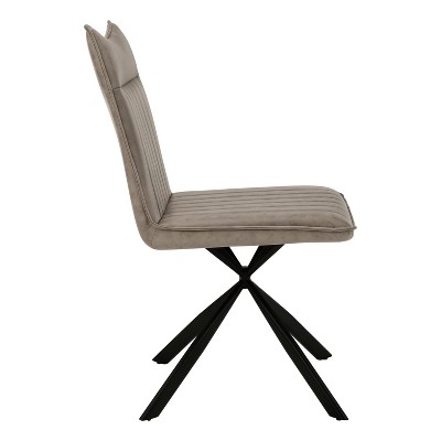 Taupe Faux Leather Upholstered Side Chair with Black Metal Legs