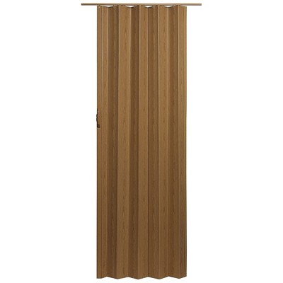 LTL Home Products Via 36" x 80" Vinyl Panel Single Folding Door with Flexible Hinges for Home and Office Interiors, Oak Brown