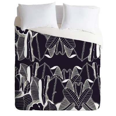 Queen/Full CayenaBlanca Duo Tone Duvet Set Black - Deny Designs