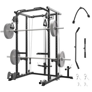 2000LB Power Cage with Dual Pulley System - 5-In-1 Squat Rack, Pull-Up Station & Dip Bars | Space-Saving Home Gym - 1 of 4