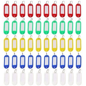 Unique Bargains Plastic Split Ring ID Label Tags Keyrings Blue Yellow Green White Red 50 Pcs - 1 of 4