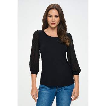 Long Sleeve Tops for Women Loose Fit Women's Summer O-Neck 3/4