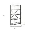 HomeRoots 63" Black Metal and Glass Five Tier Etagere Bookcase - 3 of 4
