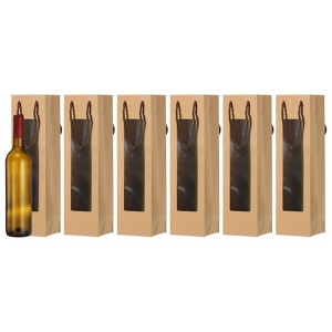 Unique Bargains Thick Kraft Paper Wine Gift Bags 13.7" x 3.7" x 3.5" 6 Pcs - 1 of 4