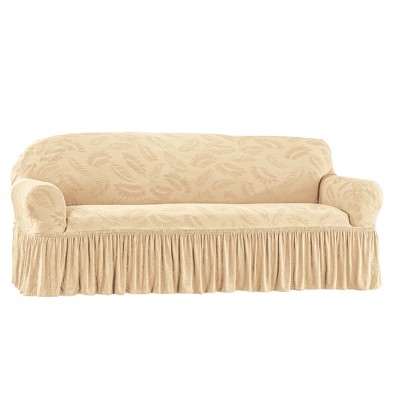 Collections Etc Leaf Stretch Ruffle Furn Cover