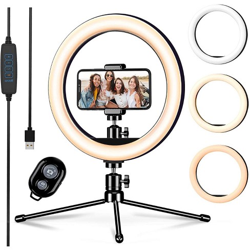 Phone/Camera Tripod with Bluetooth Remote Control for Makeup Compatible with iPhone & Android Selfie Live Stream Photography WONEW 10 Led Ring Light with Tripod Stand and 3 Phone Holders