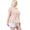Agnes Orinda Women's Plus Size Floral Ruffle Trim V Neck Button Layered Sleeve Blouses - 4 of 4
