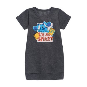 Girls' - Blue's Clues & You! - I'm So Smart Graphic Short Sleeve Fleece Dress - 1 of 2