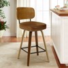 Bekrvio Swivel Counter Height Bar Stools Set of 1/2/3/4,26" Faux Leather Upholstered Bar Stools with Back & Bent Wood Frame for Kitchen Island - 2 of 4