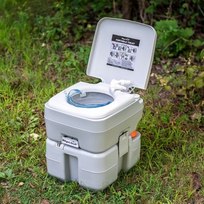 Compact Gray Heavy-Duty Portable Camp Toilet with Carrying Case