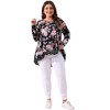 Agnes Orinda Women's Plus Size Lace Trim Floral Pattern Long Sleeve High Low Hem Tunic Blouse - image 3 of 4