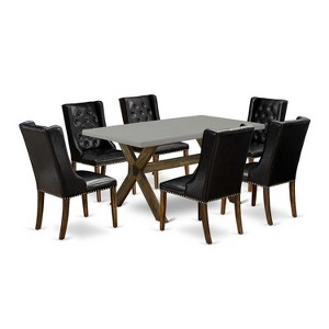 HomeStock 7-Piece Distressed Jacobean Finish Solid Wood Top Dining Table with 6-Chairs - 1 of 4