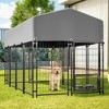 Racxily Dog Kennel Outdoor with Roof, Heavy Duty Dog Crate with UV-Resistant Waterproof Cover, Double Lock & Rotating Feeder for Medium/Large Dogs - 2 of 4
