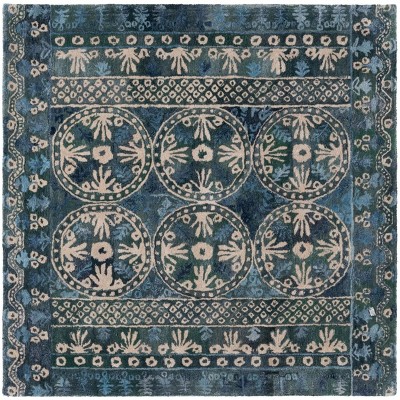 Anatolia AN410 Handmade Tufted Area Rug - Navy/Beige - 6' X 6'  Square - Safavieh