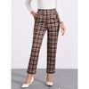 INSPIRE CHIC Women's Vintage Tartan Plaid Elastic Waist Straight Long Trousers - 3 of 4