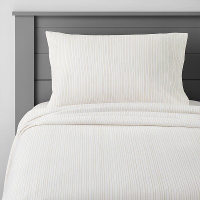Queen Cotton Striped Sheet Set Beige - Pillowfort™