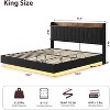 Floating Bed Frame with Charging Station, Upholstered Platform Bed - 2 of 4
