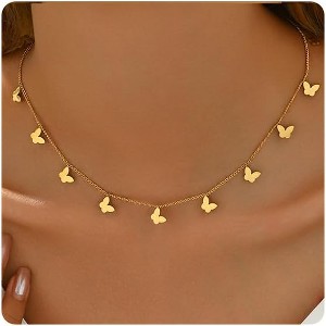Colorful Beaded Necklace - Freshwater Pearl & Evil Eye Pendant, Stainless Steel 18K Gold Plated Y2K Trendy Jewelry for Women & Teen Girls - 1 of 4