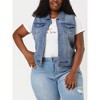 Agnes Orinda Women's Plus Size Trucker Zipper Front Sleeveless Sport Crop Denim Vests - 3 of 4