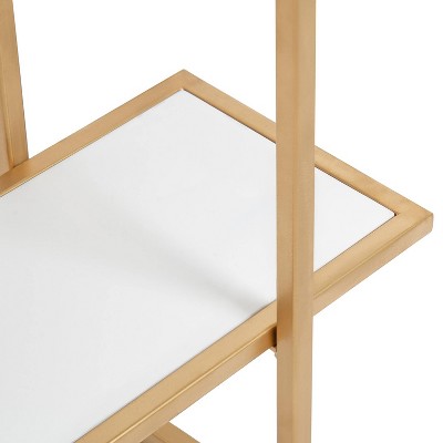 32.7" White and Gold Floating Wall Shelf