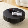 Modern Round Coffee Table with Sintered Stone Top and Drum Base, Small Accent Table for Living Room, Bed Room or Apartment-Tanpinhause - 2 of 4
