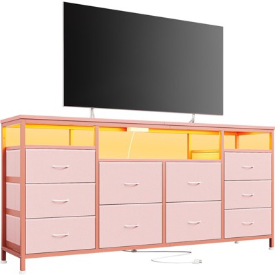 Homhougo TV Stand for TVs up to 75" Pink