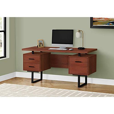 Cherry Black 60" Contemporary Home Office Desk with 3 Drawers