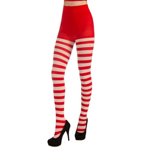 Shop Retro Christmas Holiday Matching Stripe Black Leggings by