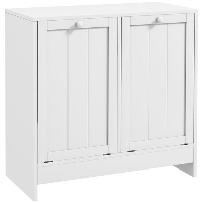 Munora Laundry Efficiency: White 2-Compartment Tilt-Out Hamper Storage Cabinet