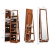 Costway 360degree Rotatable Jewelry Cabinet 2-in-1 Lockable Mirrored Organizer White/Black/Dark Brown - image 2 of 4