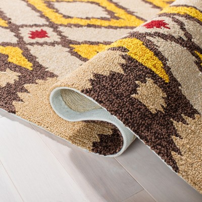 Handmade Red and Yellow Floral Rectangular Area Rug