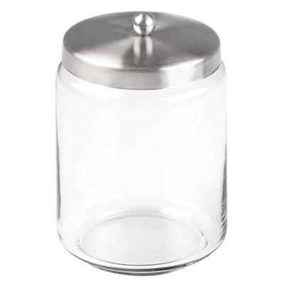 mDesign Glass Bathroom Vanity Storage Canister Jar, Set of 3 - Clear/Brushed