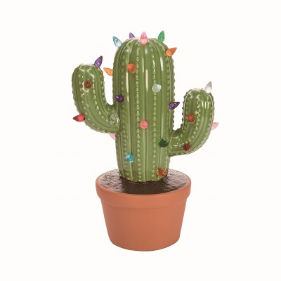 Transpac Ceramic Green Christmas Light Up Cactus