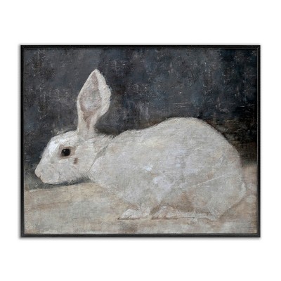 Stupell Industries White Rabbit Bunny Classic Black Framed Giclee Art