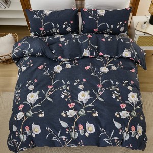 Floral Duver Cover– 100% Cotton Bedding Set with Botanical Print, Soft Lightweight All Season - 1 of 4