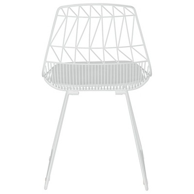 Chic French White Faux Leather Upholstered Side Chair with Slat Design
