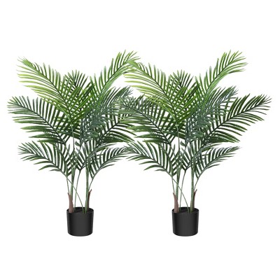 Dr Planzen 2-Pack 43"/55"  Artificial Areca Palm Trees - Tall UV-Resistant Faux Plants - For Indoor & Sheltered Outdoor Home & Office Decor
