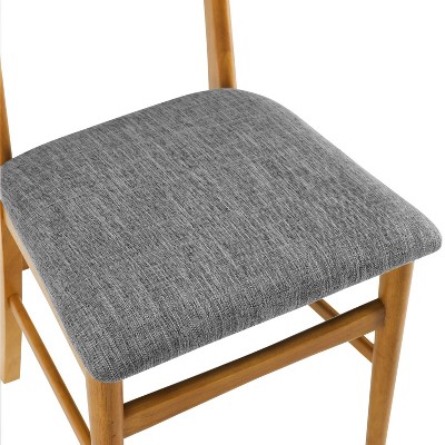 Set of 2 Acorn Wood Dining Chairs with Gray Upholstered Seat