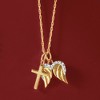 Ross-Simons 14kt Yellow Gold Cross and Angel Wings Pendant Necklace With Diamond Accents - 4 of 4