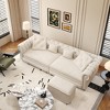 89'' Velvet 3-in-1 Pull-Out L-Shaped Sectional Sofa Bed with Tufted Design and Movable Ottoman, Convertible King Size Sleeper with 4 Pillows - 3 of 4