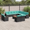 vidaXL 14 Piece Patio Sofa Set with Cushions Black Poly Rattan - 2 of 4