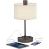 360 Lighting Colby 21" High Small Modern Desk Lamps Set of 2 USB Port AC Power Outlet Brown Bronze Finish Metal Home Office Living Room Charging - 3 of 4
