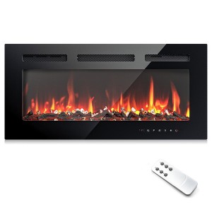 Simzlife Electric Fireplace Wall Recessed and Wall Mounted with Adjustable Flame Color - 1 of 4