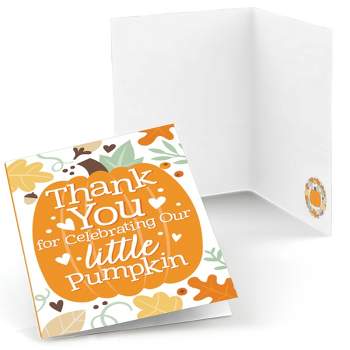 Big Dot of Happiness Little Pumpkin - Fall Birthday Party or Baby Shower Thank You Cards (8 count)